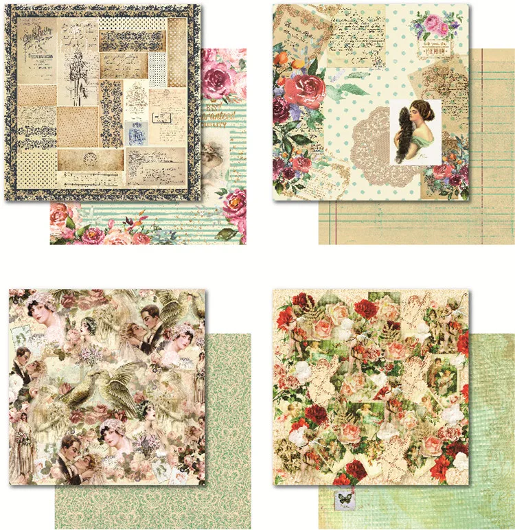 Online 24 blatt Doppel seite Gedruckt Vintage muster DIY Scrapbooking Hintergrund Papier pack kreative handwerk kunst papier handgemachte kit set