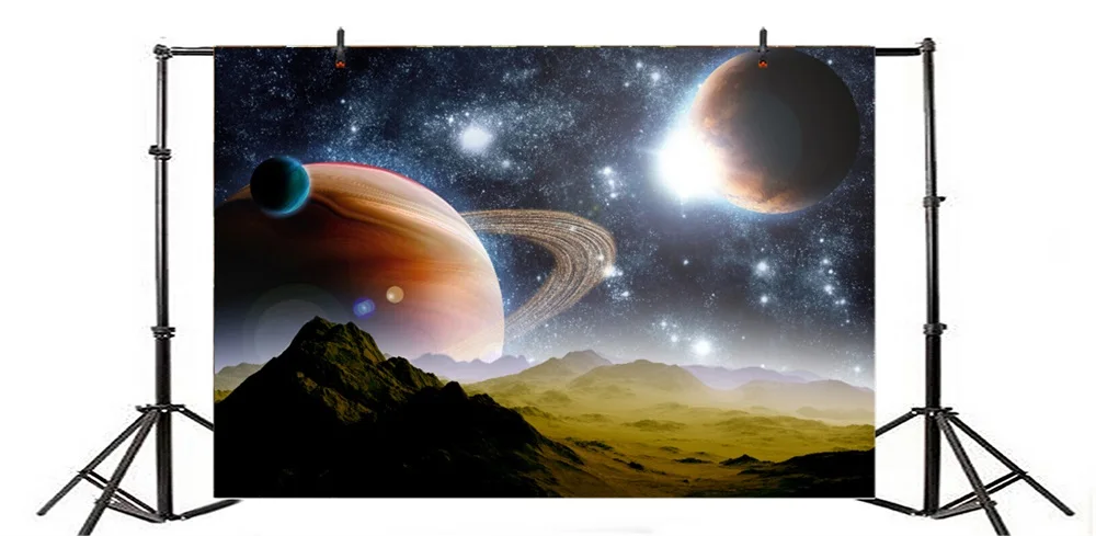 Laeacco Mountains Universe Planets Nebula Fantasy Photography Backgrounds Customized Photographic Backdrops For Photo Studio
