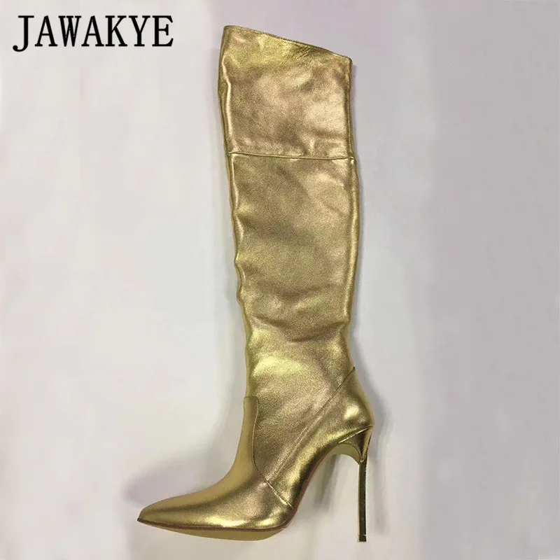 gold leather boots