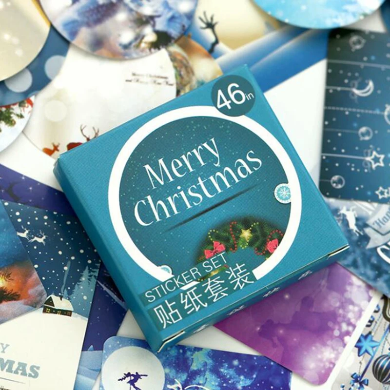 

46 Pcs/box Christmas Sticker Decoration DIY Ablum Bullet Journal Diary Planner Scrapbooking Label Sticker Kawaii Stationery Gift