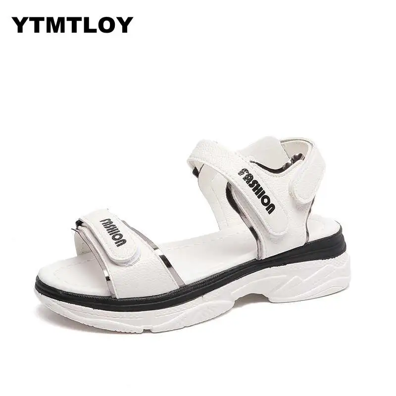 

YTMTLOY Summer Shoes Woman Platform Sandals Women Soft Leather Casual Open Toe Gladiator Wedges Trifle Mujer Flats Hook & Loop