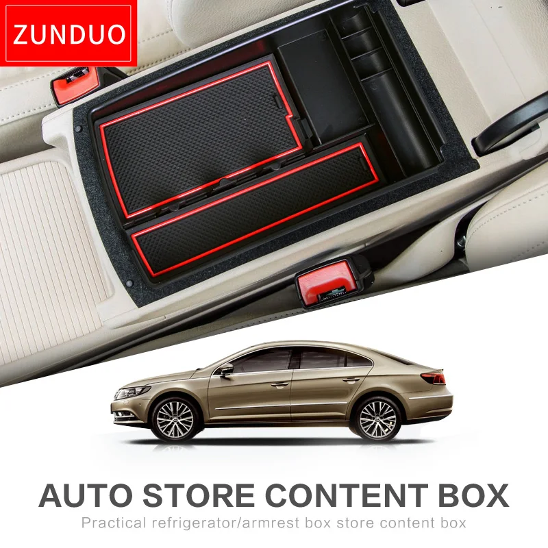 

ZUNDUO Automobiles suit for vw CC B7 passat 2012-2016 central armrest storage holder container tray box car organizer accessorie