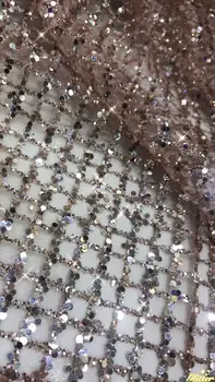 

Newest yaking-10. 2204 african tulle mesh fabric sparkly glued glitter sequins lace fabric for party dress
