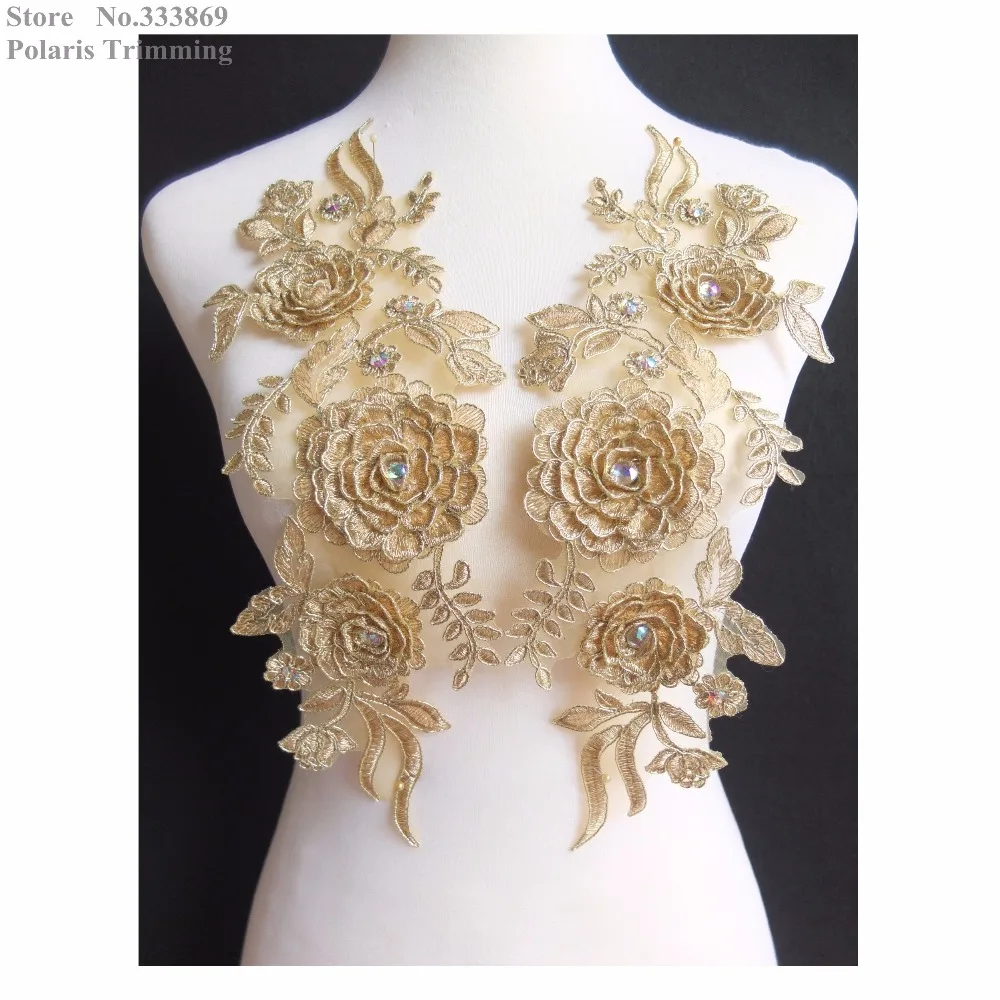 2018 New Free Shipping 1pair=2pcs x Handmade Light Gold Flower