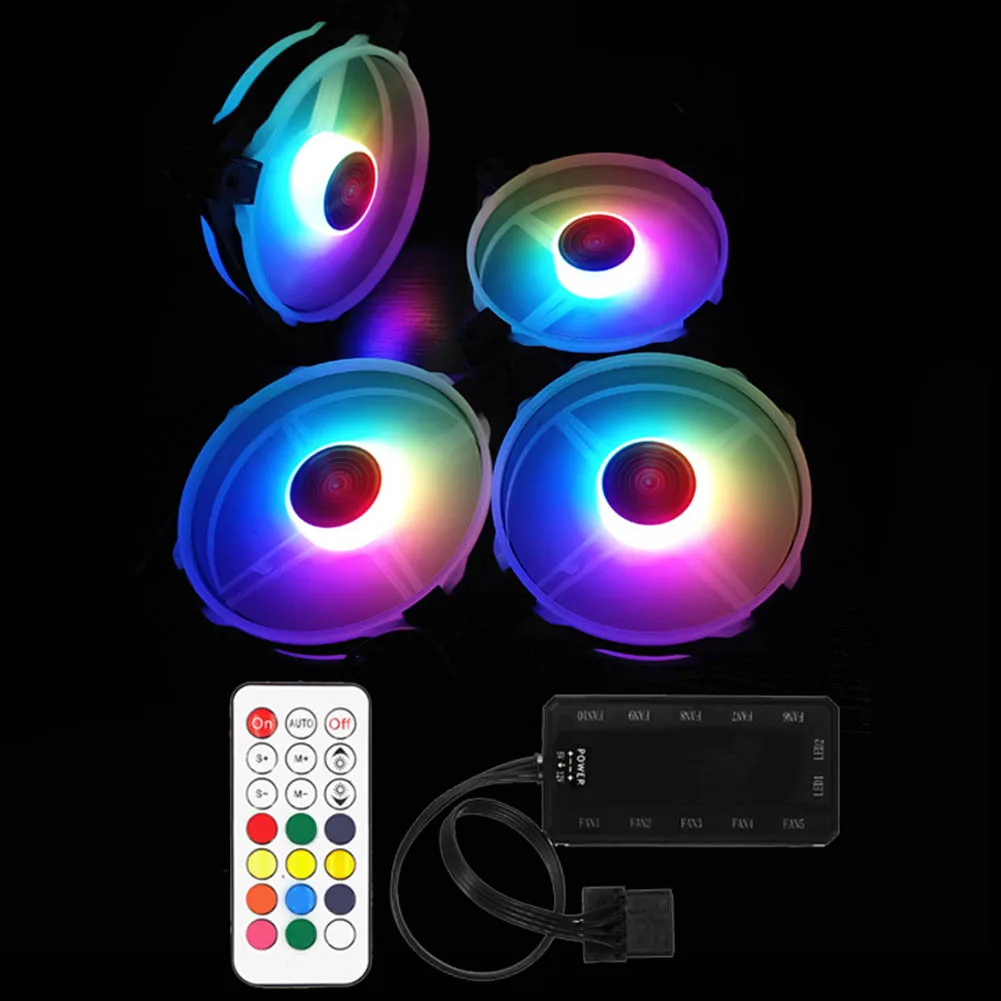 

Rainbow Lights RGB Adjustable Color Cooling Fan 120mm LED PC Computer Silent Case Fan Controller SL@88