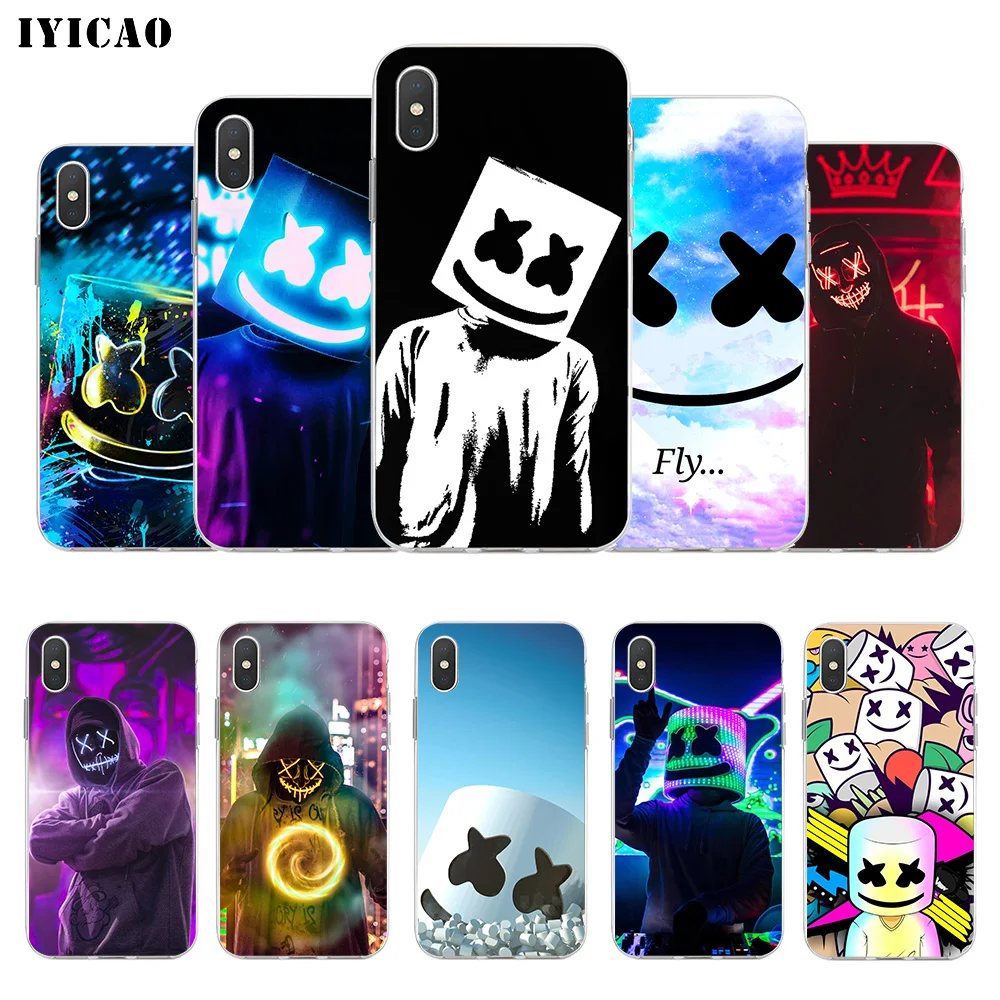 

IYICAO Marshmello DJ Soft Silicone Phone Case for iPhone X XR XS MAX 6 6s 7 8 Plus X 5 5S SE TPU Cover