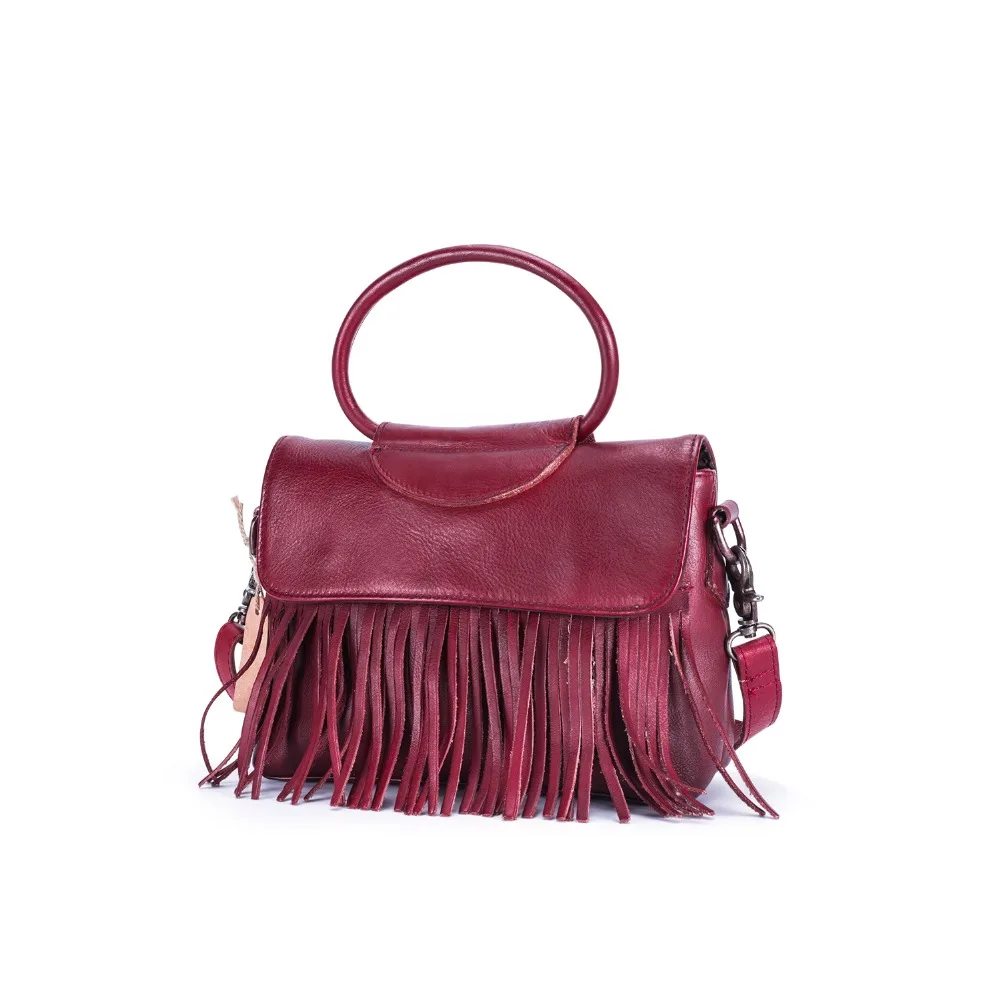 Dark Brown Woman Handbag With Tassel