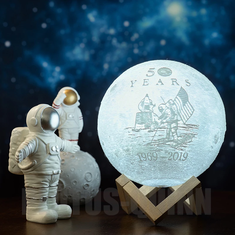 Новая Прямая поставка 3D печать настраиваемая луна лампа для Луны Земля как 50-летие подарки ночник и луна свет