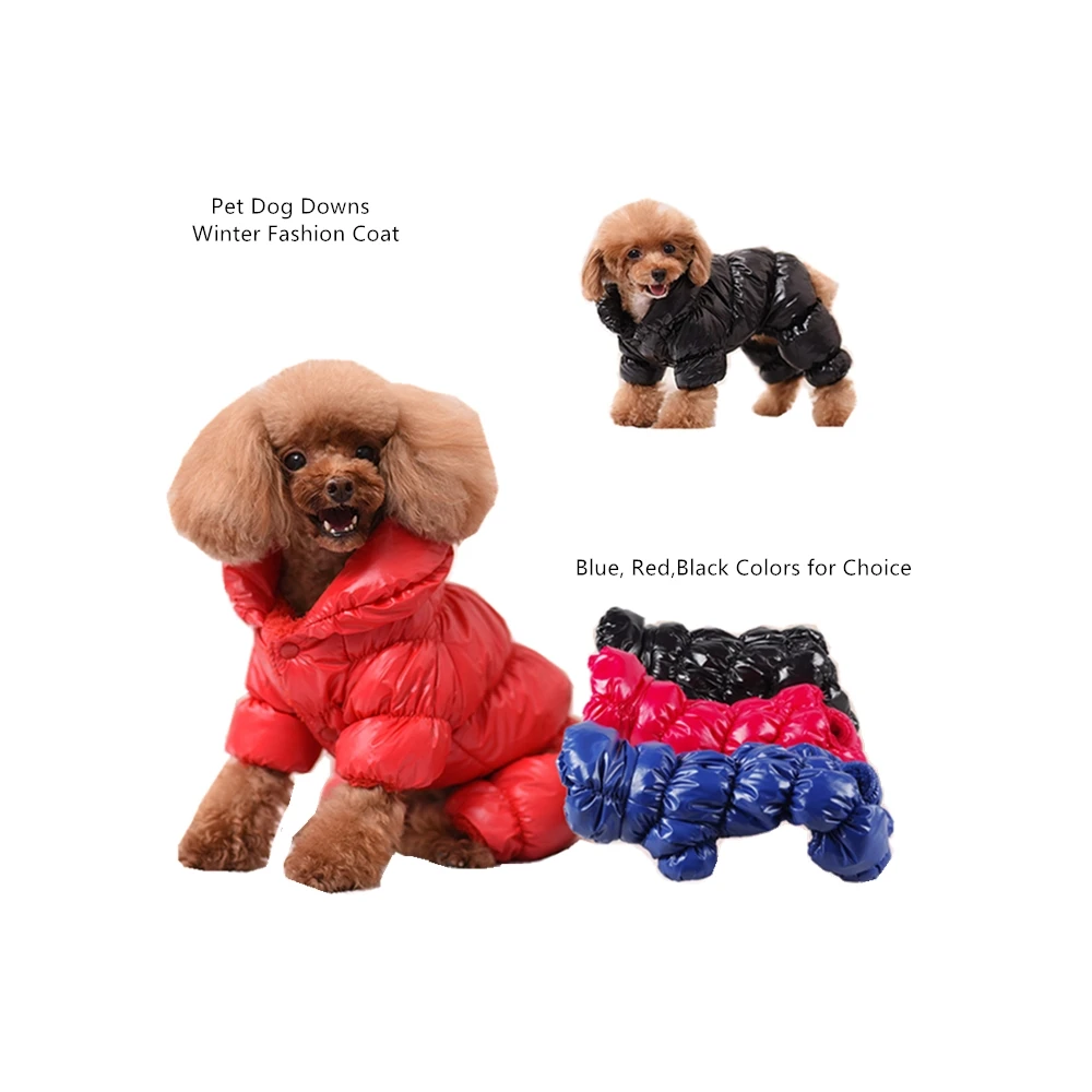 

Red Winter Pet Poloneck Turtleneck Warm Dog Parka Clothes Small Dogs Down Coat 4 Legs Jacket Medium Chihuahua XS Blue Black