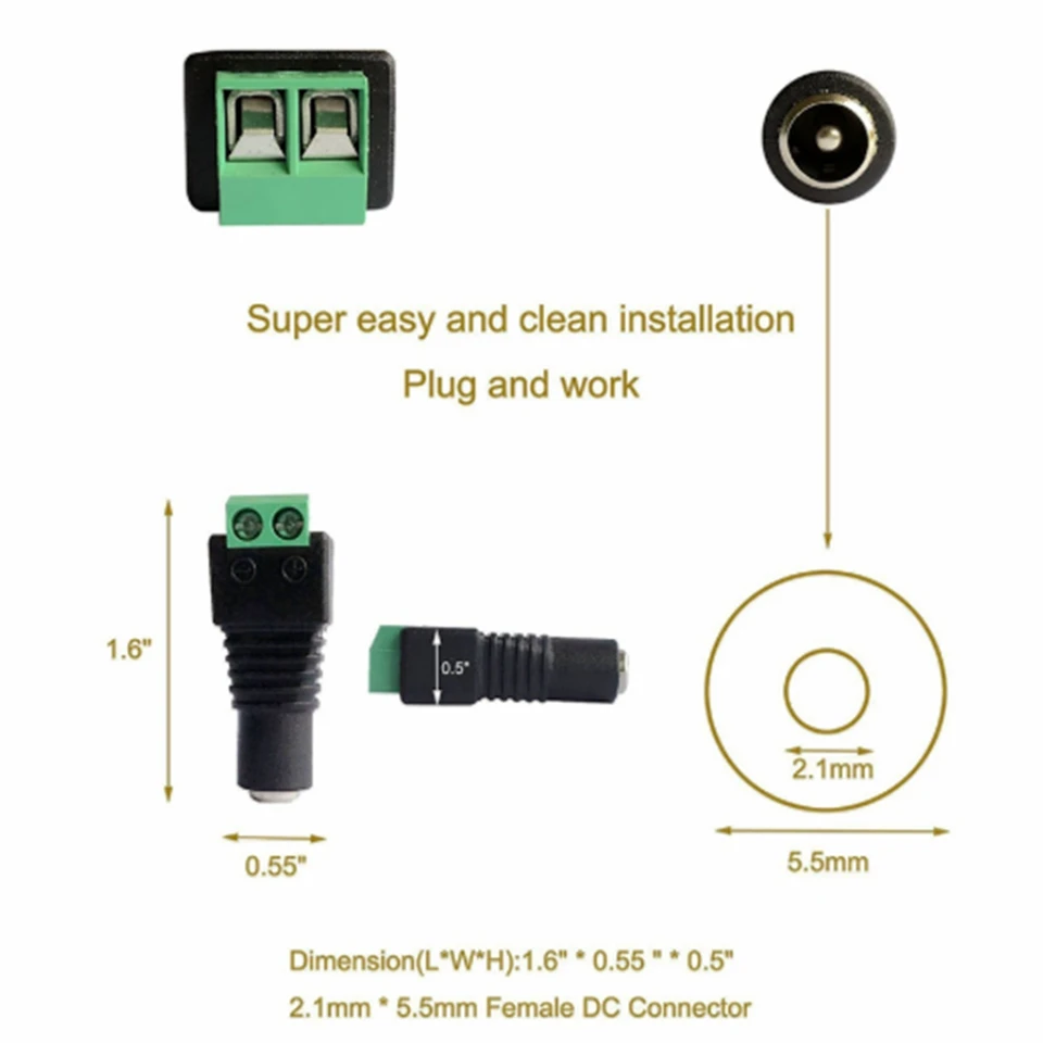 KZKRSR 10 x Male+ 10 x Female 2,1x5,5 мм DC кабель питания Jack разъем адаптера Светодиодная лента CCTV камера Использование 12 В