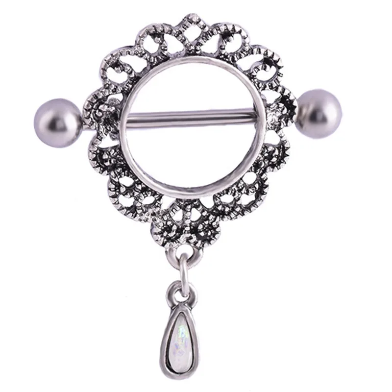 Silver Sun Drop Piercing Nipple Shield Barbell Ring Body Jewelry  Steel Party Gift 2018 New Desgin