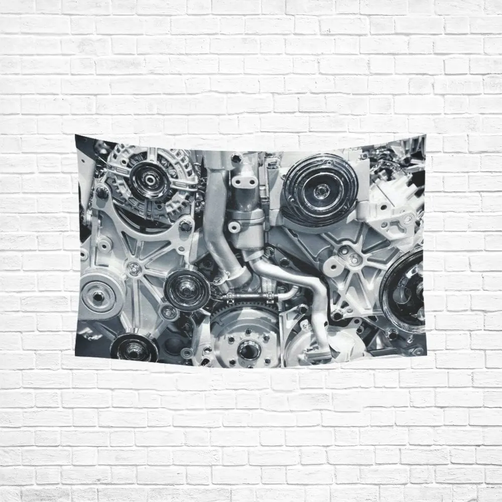 WARM TOUR Cool Modern Home Decor Wall Art, Car Engine Closeup Tapestry