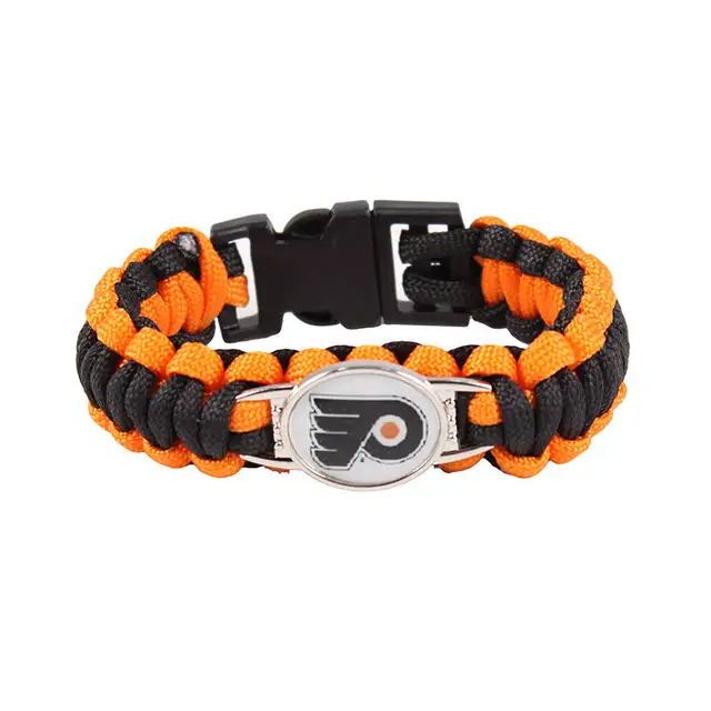 2017 new hockey bracelet nhl philadelphia flyers charm braided flyers bracelet with charm