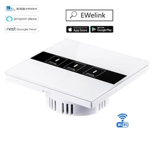 Ewelink, приложение, беспроводной смарт-коммутатор, 3 комплекта, 1 способ, Wi-Fi, 86 Тип, стандарт ЕС, настенный сенсорный светильник, выключатель, модуль домашней автоматизации, пульт дистанционного управления