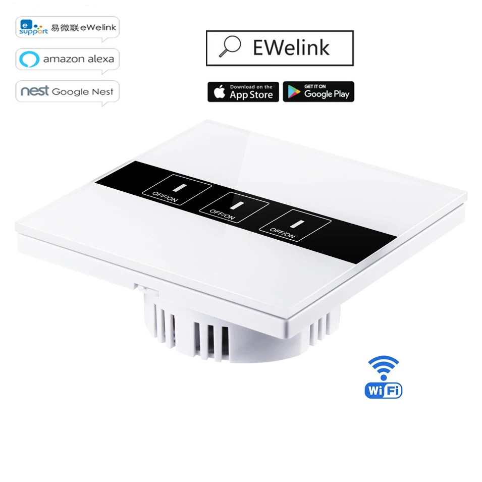 Беспроводной смарт выключатель Ewelink 3 клавиши 1 канал Wi Fi 86 Тип ЕС стандарт