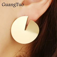 Индивидуальные гладкие металлические круглые серьги-гвоздики для женщин, круглые преувеличенные ювелирные изделия в стиле панк, ювелирные изделия для женщин, Brincos, подарок для девочек EK2118