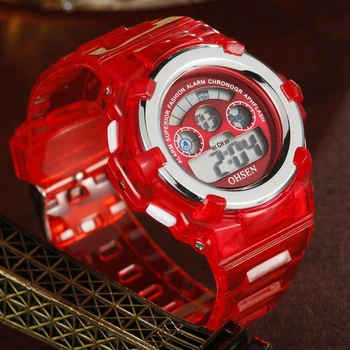 

Digital LED Kid watch Stopwatch OHSEN children girls Wristwatch Waterproof silicone strap cute red student swimming clocks gifts