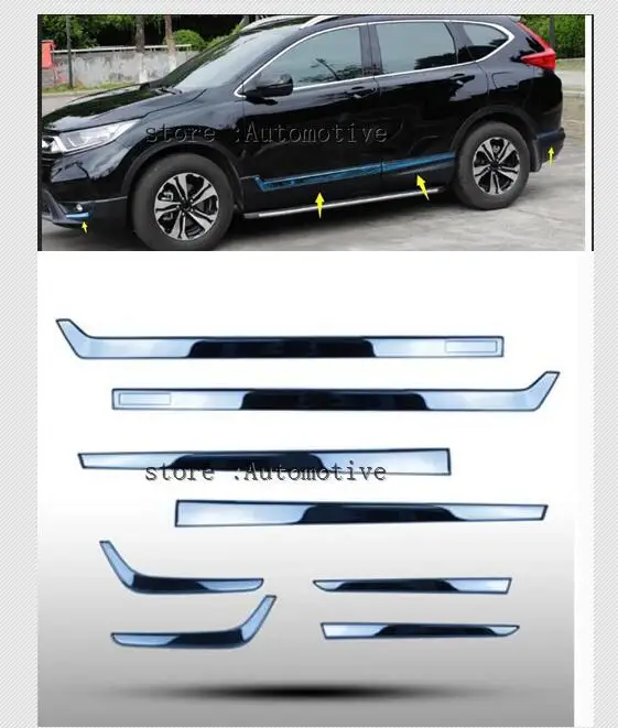 

blue STEEL SIDE DOOR BODY MOLDING TRIM COVER LINE GARNISH STICKER ACCESSORIES 8PCS/SET FOR HONDA CRV CR-V 2017 2018 2019