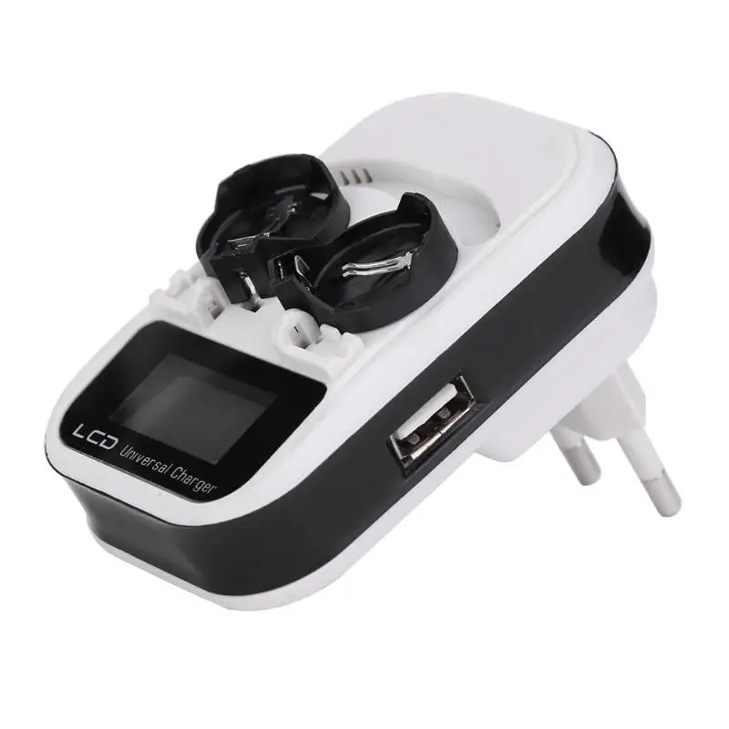 ALLOYSEED 3.6V LCD EU Plug Button Battery Charger for Rechargeable for Rechargeable LIR2016