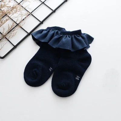 Детские короткие носки 4 цветов с кружевным рантом, забавные вязаные носки для новорожденных девочек 16-18 см