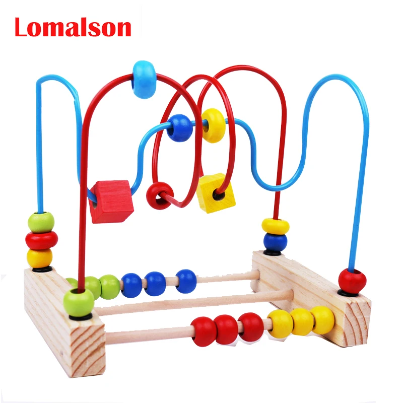 Wooden Circle Beads Maze Roller Coaster Toddlers Educational Toys