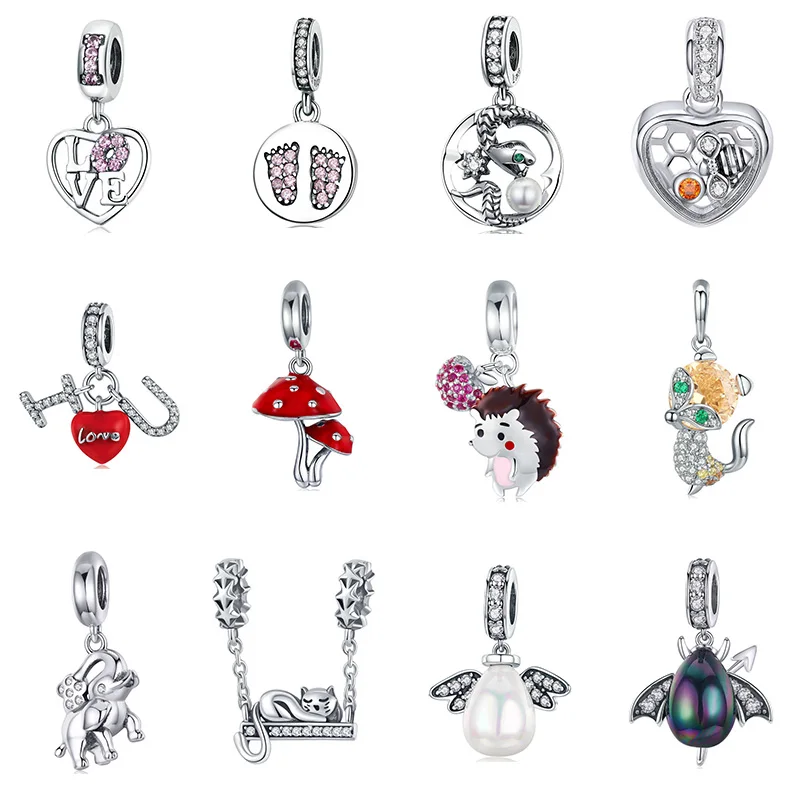 

2019 New Lovely Kitty Fox Necklaces Pendants 925 Sterling Silver Hedgehog Unicorn Pendant Charms Diy Bracelets For Woman Jewelry