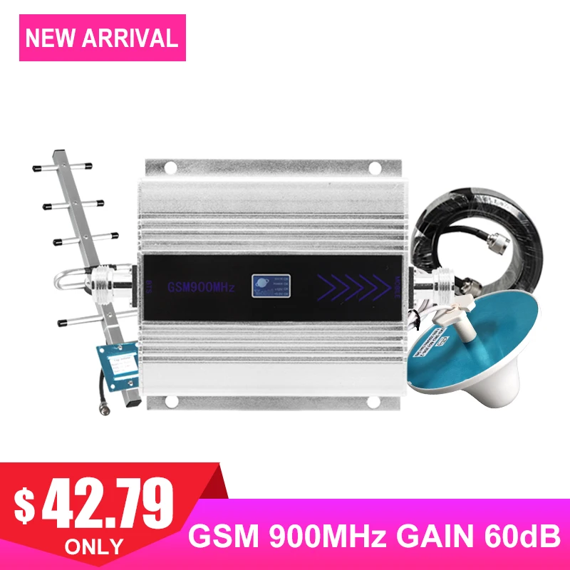 

GSM 900MHZ Cellular Signal Amplifier LCD Display 2G Mobile Phone Signal Booster Repeater Yagi+Ceiling Antenna Coaxial Cable Kit/