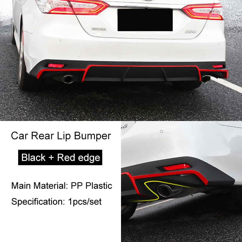 QHCP PP пластиковый Автомобильный задний багажник для губ бампер украшение спойлер, диффузор Защитная крышка подходит для Toyota Camry автомобильный Стайлинг - Цвет: Black and Red Edge