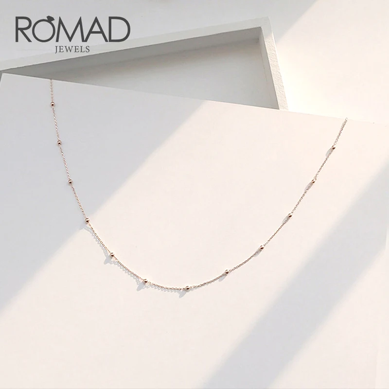 ROMAD Япония корейский стиль простое винтажное розовое золото с бусинами короткое