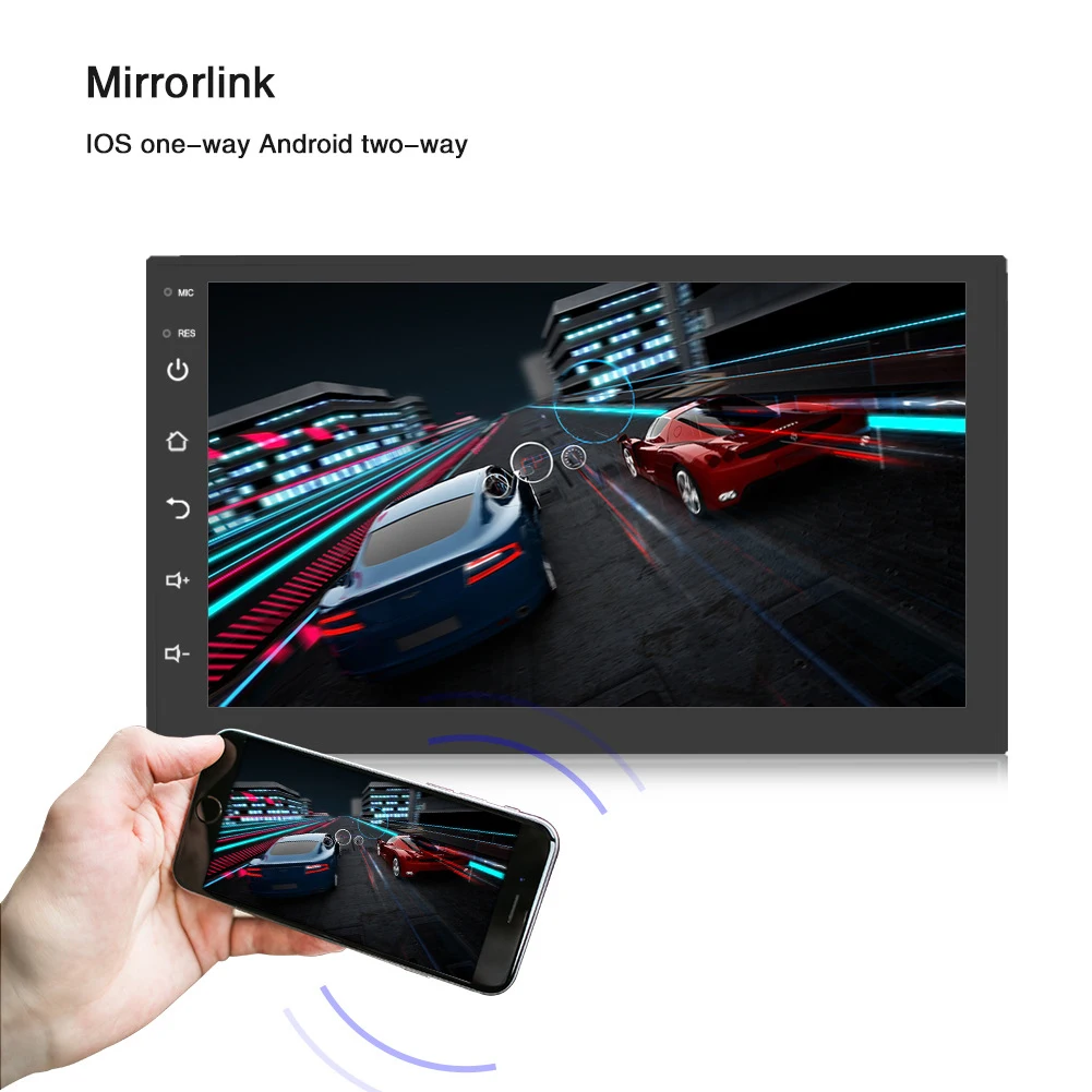 

WIFI GPS Navigation 7 Inch Music Android 8.1 MP5 Player Car Stereo Double Din Mirror Link Built-in Microphone Bluetooth Audio HD