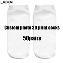 Индивидуальные фото 3d односторонняя печать лодыжки носки 50 пар оптовые продажи