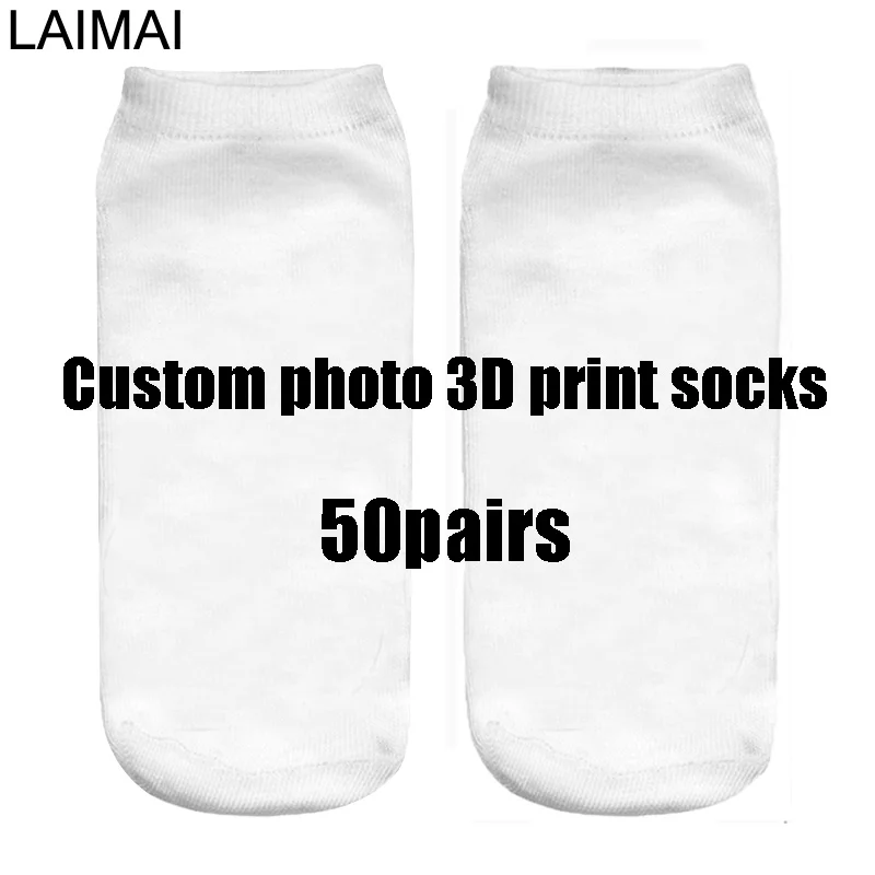 

customized photo 3d one-side printing ankle socks 50pairs wholesales
