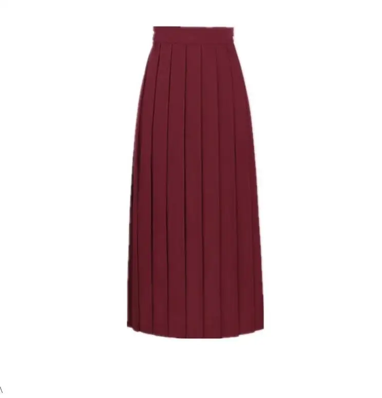 Японская школьная форма для плохой девушки, длинная юбка 70 80 90 см, плиссированная юбка средней длины с высокой талией, женская летняя Базовая выпускная юбка JKc1021 - Цвет: RED