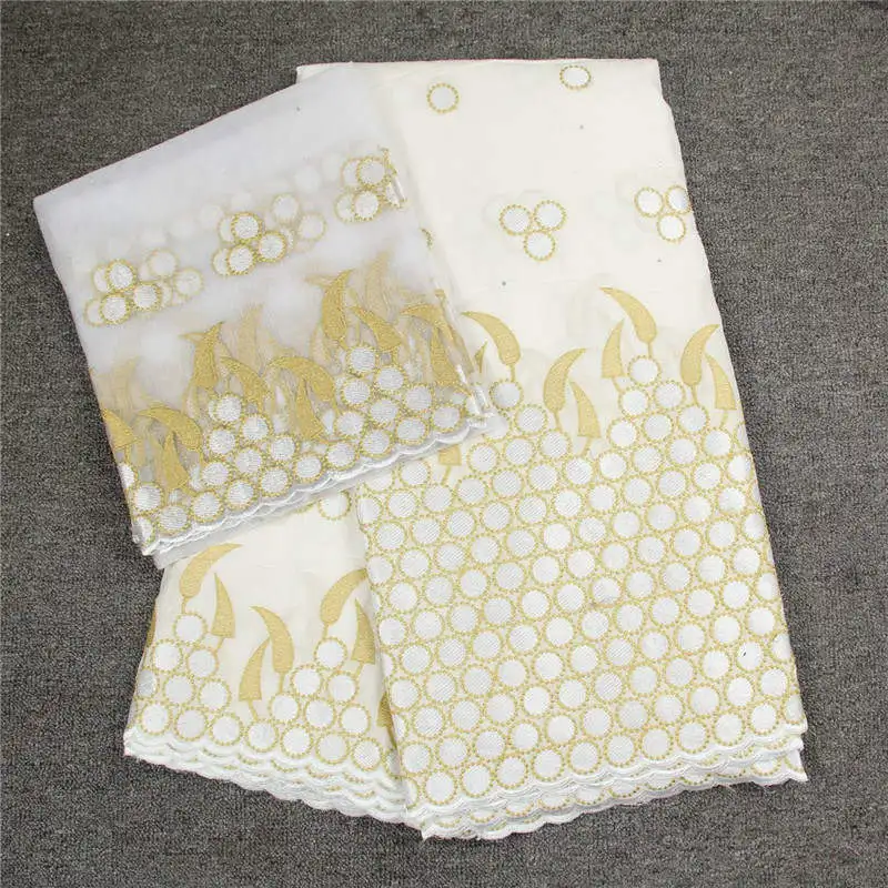 

New Arrival White Soft Swiss Lace Fabric In Switzerland 7 Yards Set Embroidered African Nigerian Lace With Cotton Lady Dress 30
