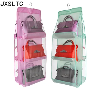

Family Organizer Dustproof cover Backpack handbag Storage Bags Be Hanging Shoe Bag Home Supplies 6 Pocket Closet Rack Hangers