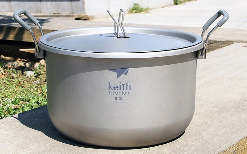 Keith titanium Pot 6L суповый горшок Титановая посуда для кемпинга, походов, охоты, пикника, кухонной утвари Сверхлегкий 870 г Ti8301