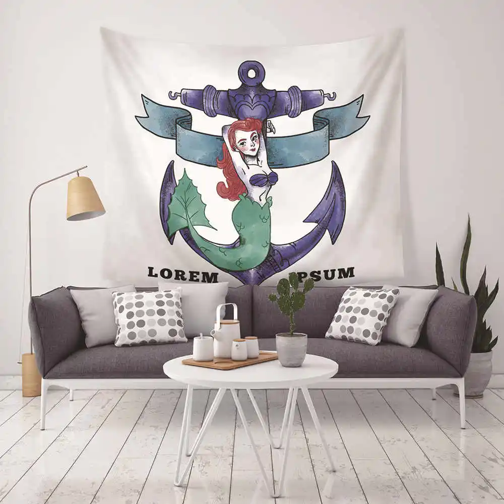 New Cotton Linen Japanese Style Boat Anchor Printed Boho Decoracion Mandala Tapestry For Home Sofa Decor Washing Machine Cover