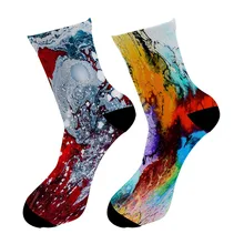 Модные новые носки с 3D принтом уличного искусства, мужские длинные носки с граффити, масляными рисунками, уличные трендовые мужские носки без пятки