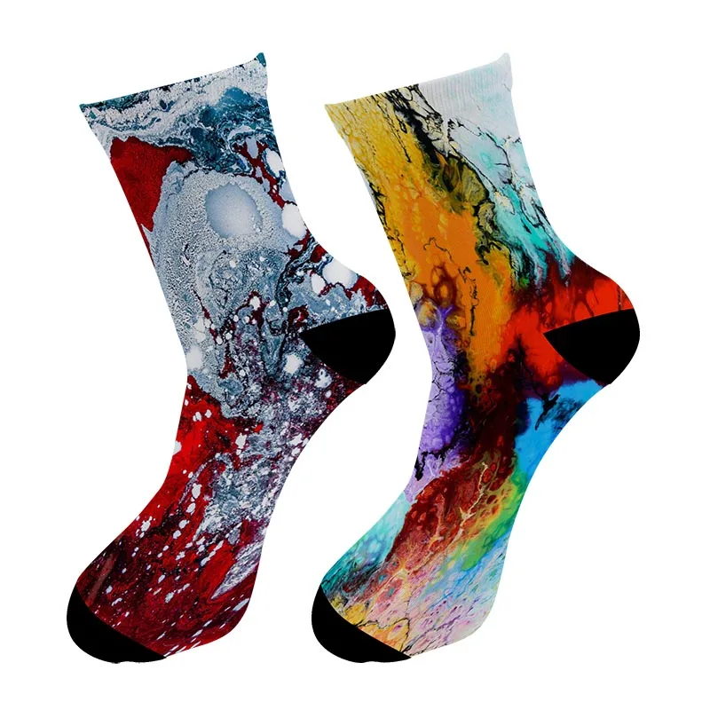 

Fashion New 3D Printed Street Art Painting Crew Socks Men Graffiti Oil Painting Long Socks Street Trend Men's Dress Tube Socks
