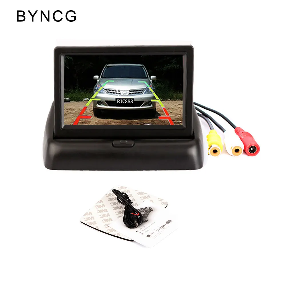 BYNCG беспроводная камера заднего вида 4 3 &quotHD Складной автомобильный монитор