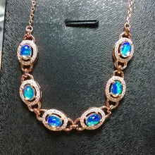 Браслет с натуральным разноцветным опалом, браслет с натуральным драгоценным камнем, 925 серебряный браслет, женские модные круглые вечерние ювелирные изделия, подарок