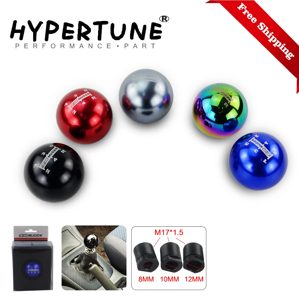 

Free Shipping MUGEN 5 speed 6 speed Universal Neo Chrome Blueing Spherical Round Aluminum 50MM Gear Shift Knob HT-GSK04