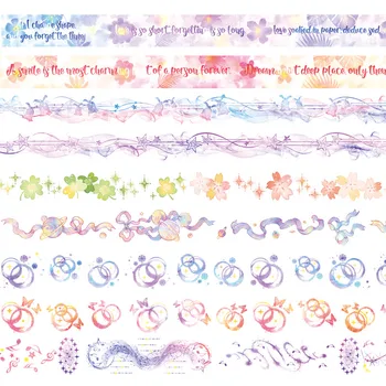 

8Designs NEW Flowers/Stars/Lace/Letter/Rainbow Pattern Japanese Washi Decorative Adhesive DIY Masking Paper Tape Sticker Label