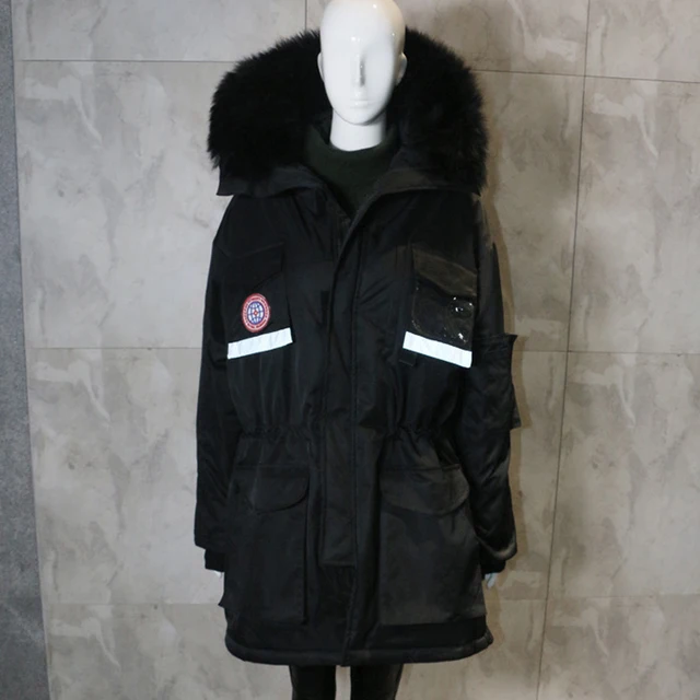 Cheap Buenos Ninos women parka coat black patchwork outwears medium & long hooded cotton-padded 40 