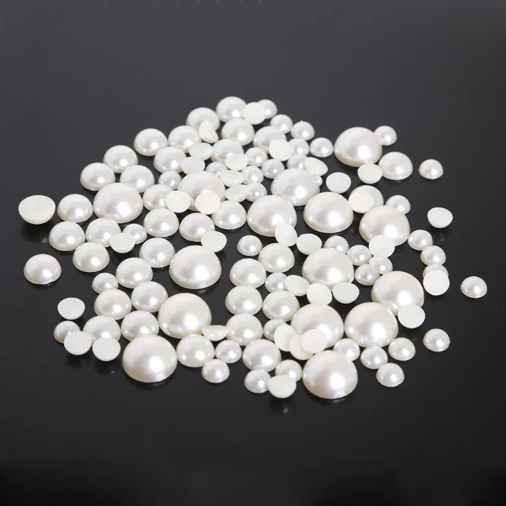 

New Design White/Ivory/Random Mixed Color ABS Flatback Half Round Pearl Craft Imitation Beads For DIY Jewelry Making