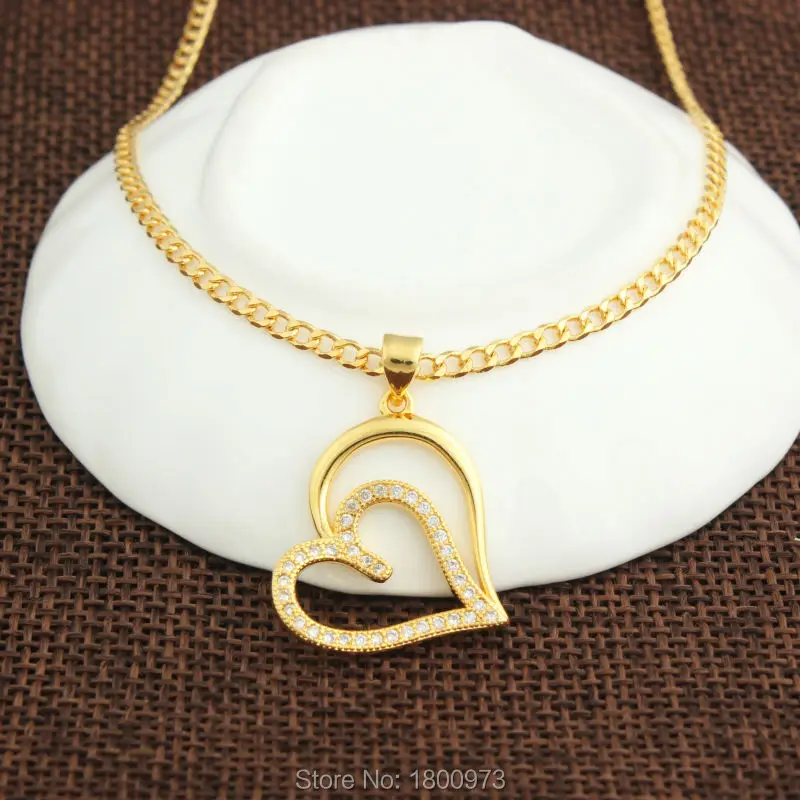 2017 Heart Pendant For Girls Women Gold Color Rhinestone Pendants