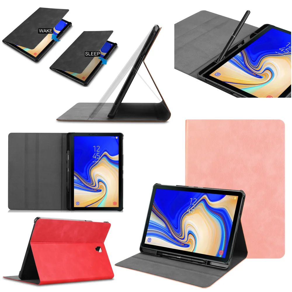 

Slim Flip Stand TPU Leather Magnet Smart Pencil Holder Funda Capa Cover Case For Samsung Galaxy Tab S4 10.5 SM-T830 T835 T837