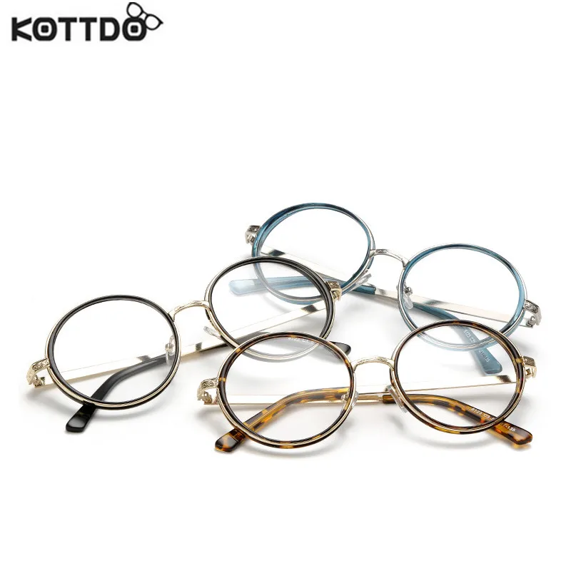 KOTTDO, винтажные круглые очки, прозрачные, модные, золотые, круглые оправы, очки для женщин, оптическая оправа, для мужчин, для мужчин, для умников, металл