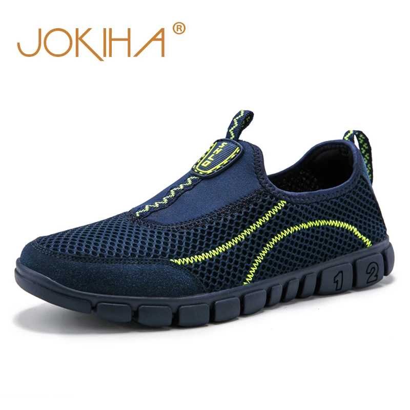 

JOKIHA Summer Men's Air Mesh Slip On Shoes Breathable Lightly Outdoor Sneakers Shoes Plus Size Lazy Shoes Men Male Walking Shoes