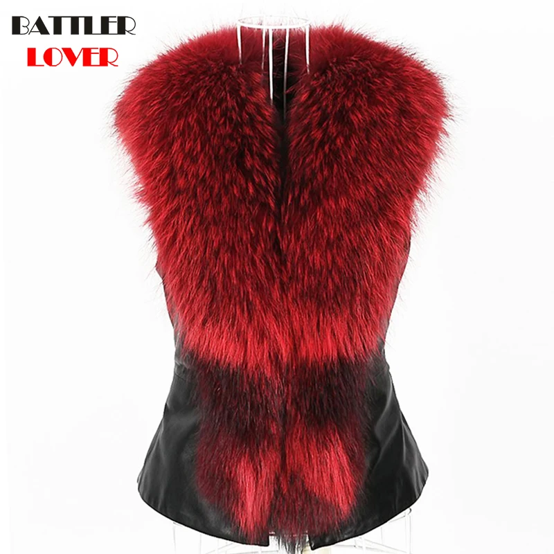 Luxury Fox Fur Vest Winter Sleeveless Jackets Women Raccoon Fur Vests Jacket Womens Vest Mujer Femme Damen Pelzmantel Fall Weste